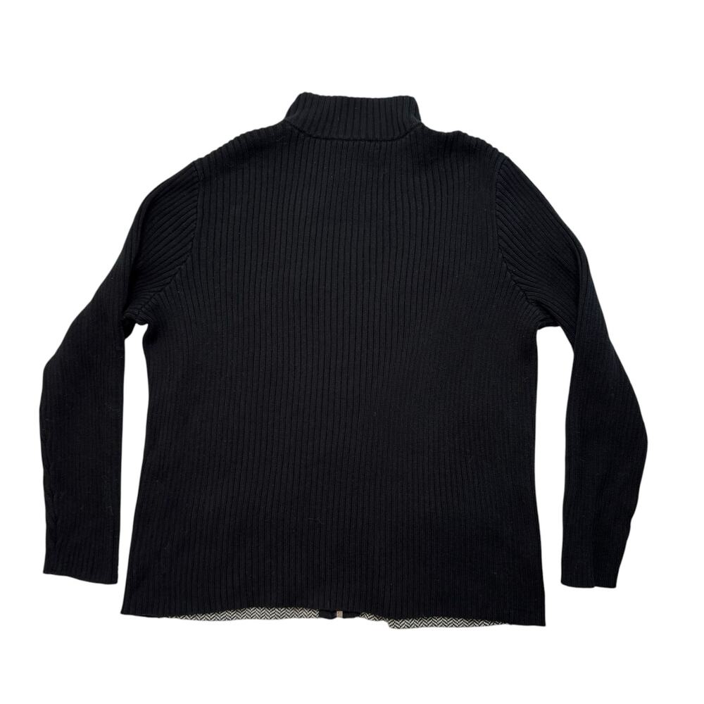 RALPH LAUREN LRL Herringbone Colorblock Zip Cardigan Sweater Size 1X Black White - Picture 5 of 9